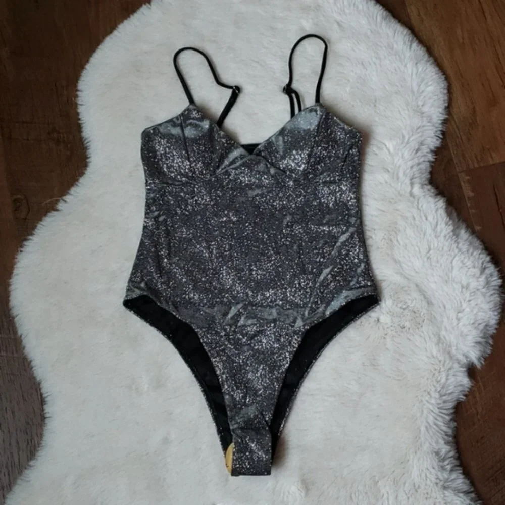 New Silver Shimmering Onepiece Swimsuit